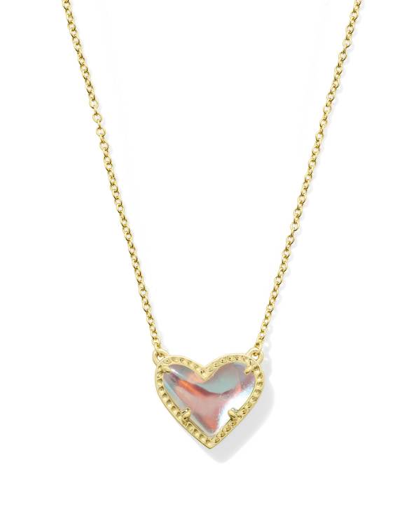 Ari Heart Gold Pendant Necklace in Dichroic Glass