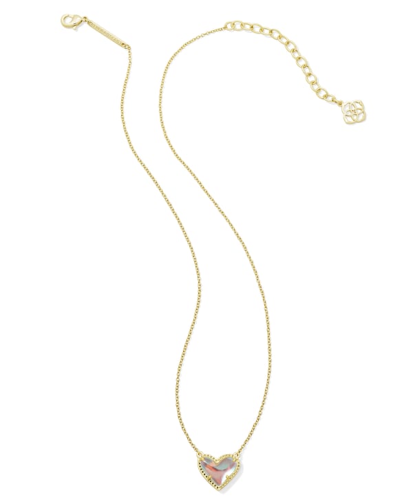 Ari Heart Gold Pendant Necklace in Dichroic Glass