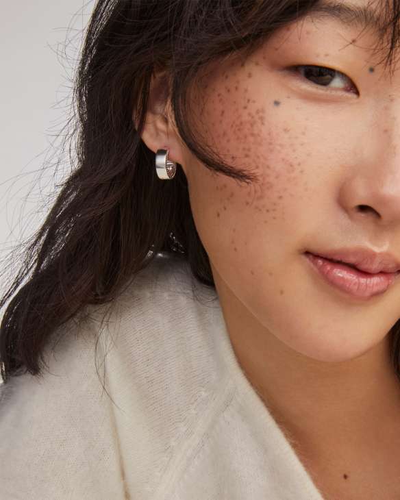 Flat Small 14mm Hoop Earrings in Sterling Silver