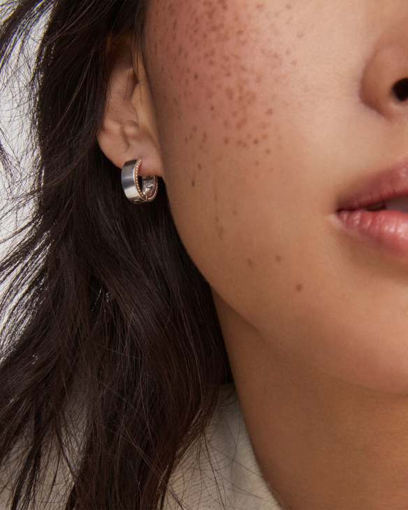 Flat Small 14mm Hoop Earrings in Sterling Silver