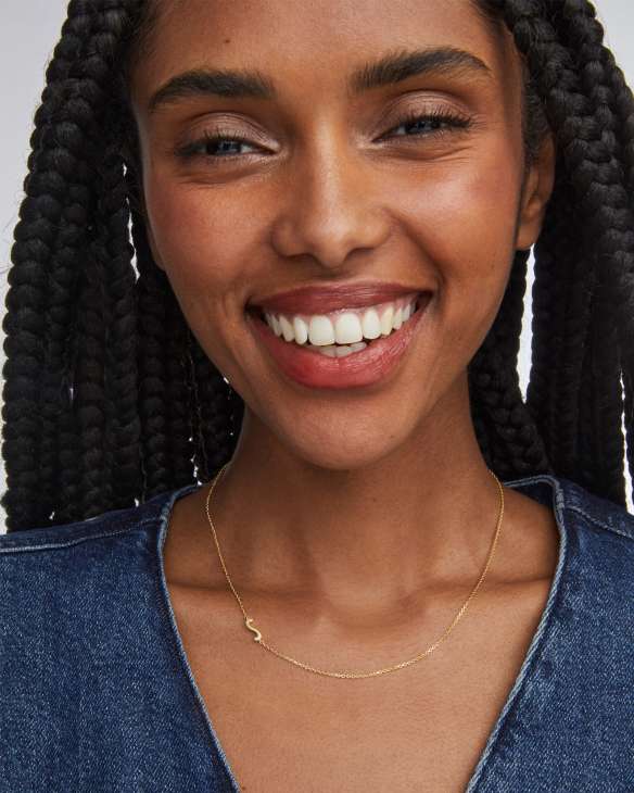 Letter S Inline Initial Necklace in 18k Gold Vermeil