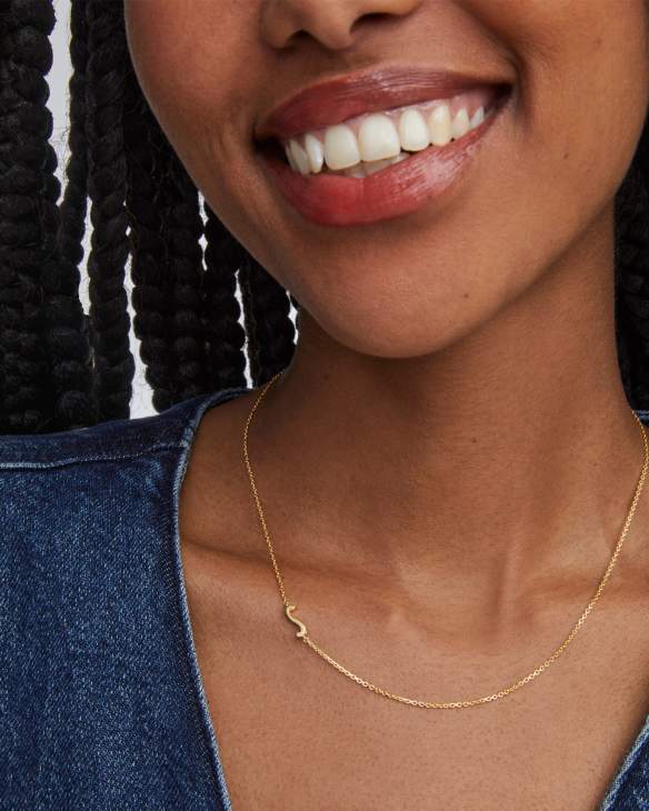 Letter S Inline Initial Necklace in 18k Gold Vermeil