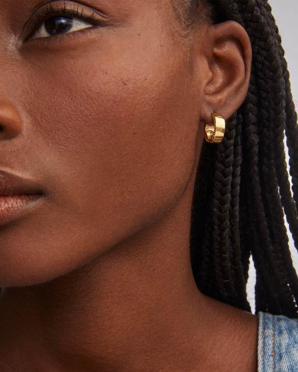 Flat Small 14mm Hoop Earrings in 18k Gold Vermeil