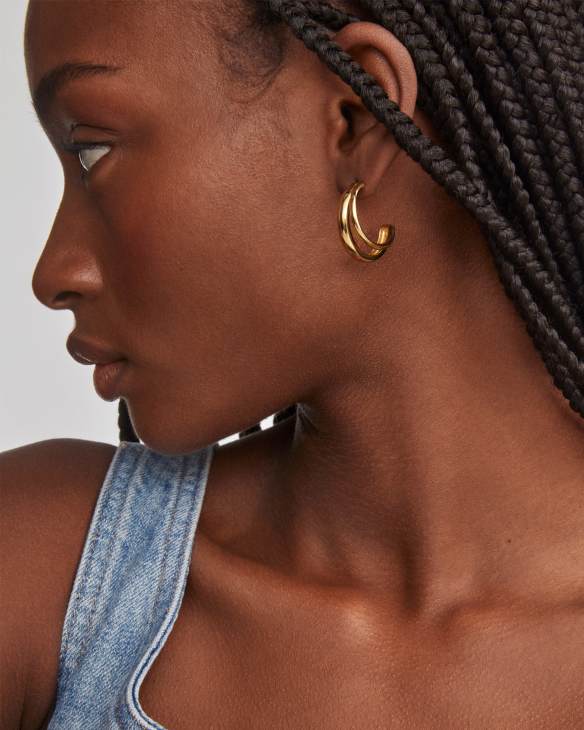 Meg Double Hoop Earrings in 18k Gold Vermeil