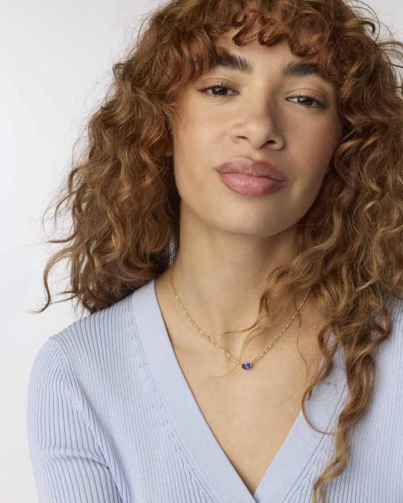 Cailin Gold Pendant Necklace in Blue Crystal