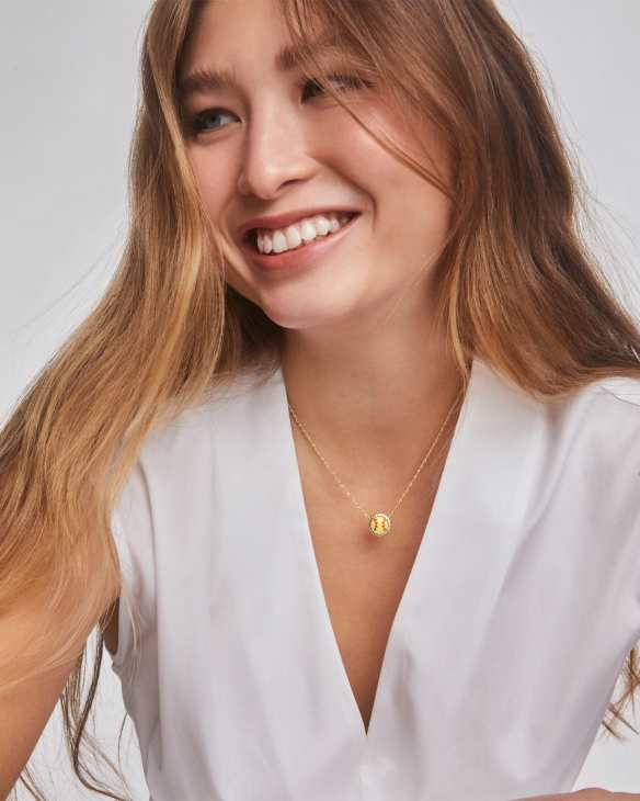 Softball Gold Short Pendant Necklace