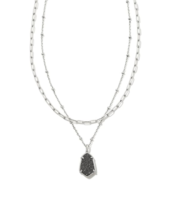 Alexandria Silver Multi Strand Necklace in Platinum Drusy