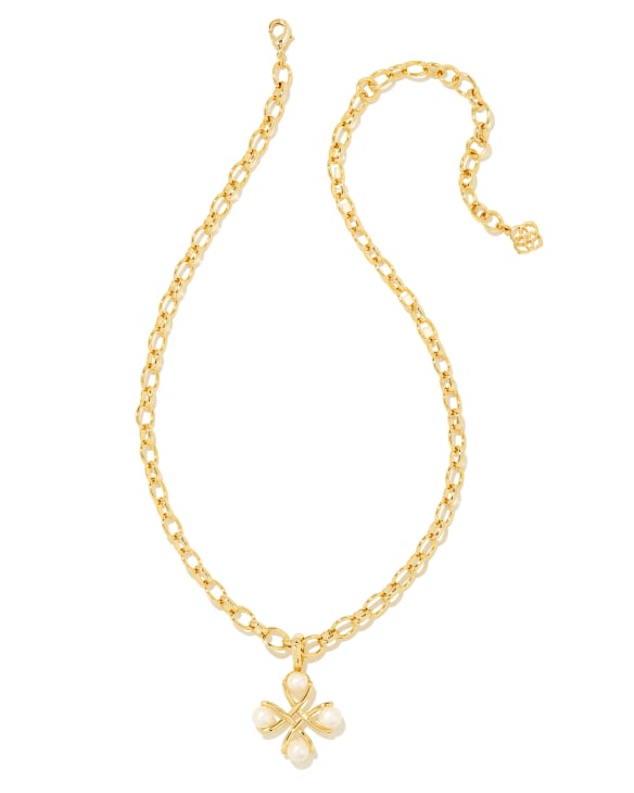 Everleigh Gold Pearl Pendant Necklace in White Pearl