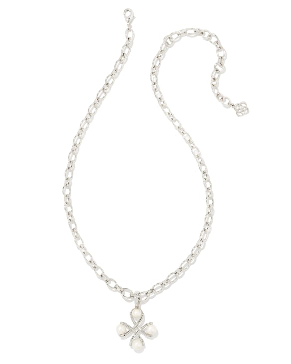 Everleigh Silver Pearl Pendant Necklace in White Pearl