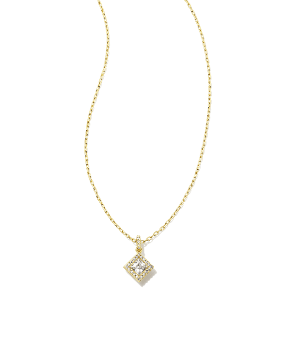 Gracie Silver Short Pendant Necklace in White Crystal