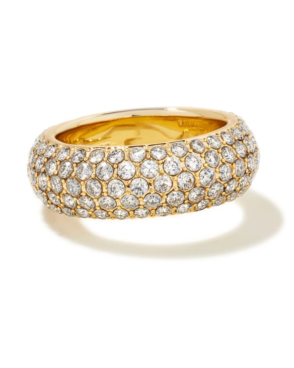 Mikki Gold Pave Band Ring in White Crystal