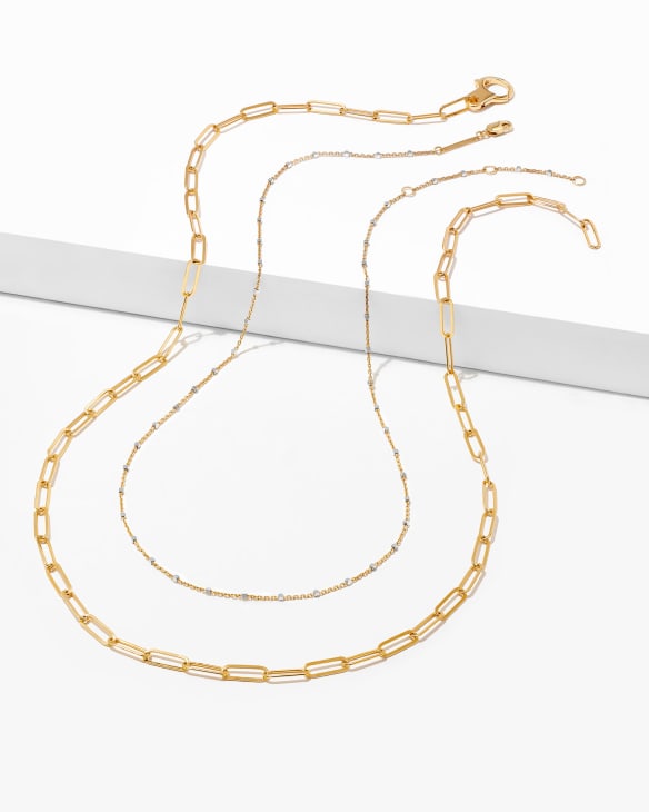  Jewlpire Solid 14K Over Gold Layered Necklaces for