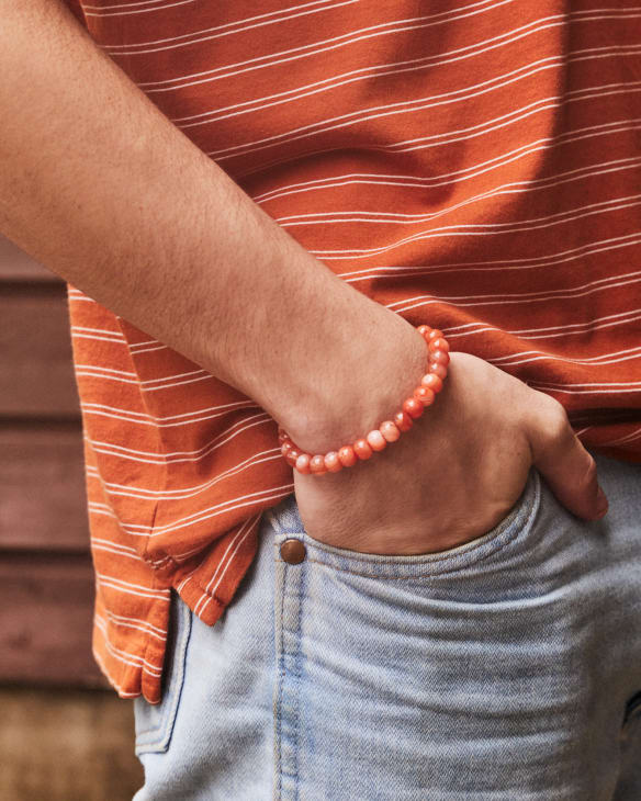 Cade Oxidized Sterling Silver Corded Bracelet in Orange Banded Agate