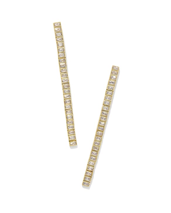 Gracie Long Tennis Linear Earrings in Gold