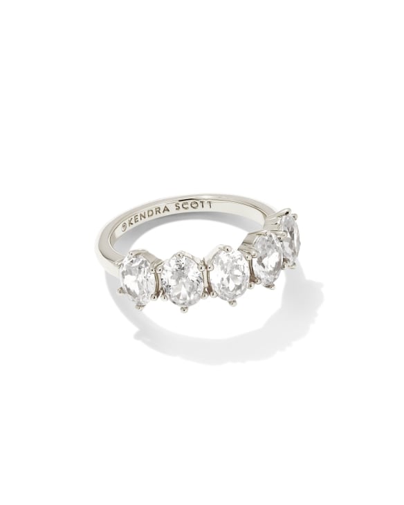 Cailin Silver Crystal Band Ring in White Crystal