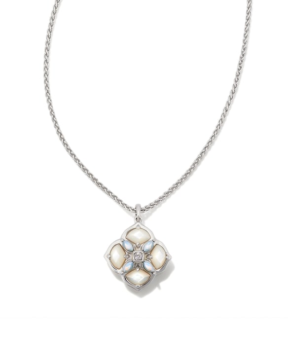 Dira Stone Silver Short Pendant Necklace in Ivory Mix