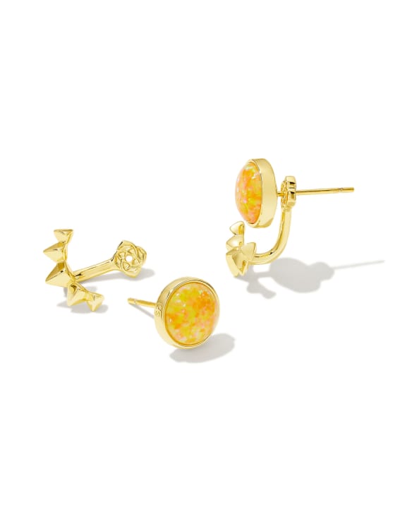 Sienna Gold Ear Jacket Earrings in Citrus Kyocera Opal