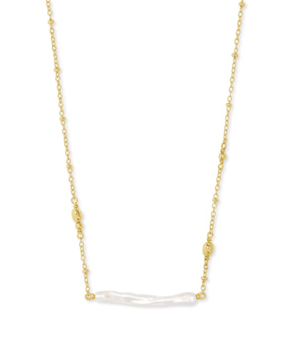 Eileen Gold Pendant Necklace in White Pearl