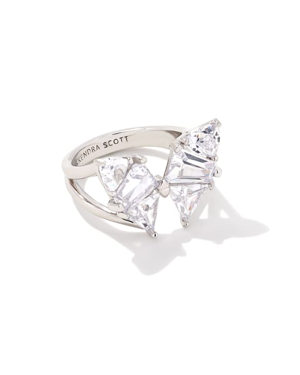 Blair Silver Butterfly Ring in White Crystal