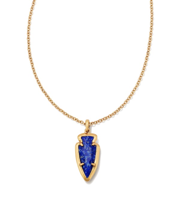 Skylar Vintage Gold Short Pendant Necklace in Blue Lapis