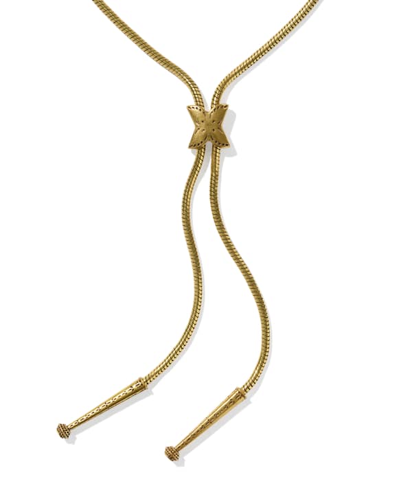 Keziah Etch Vintage Gold Bolo Necklace