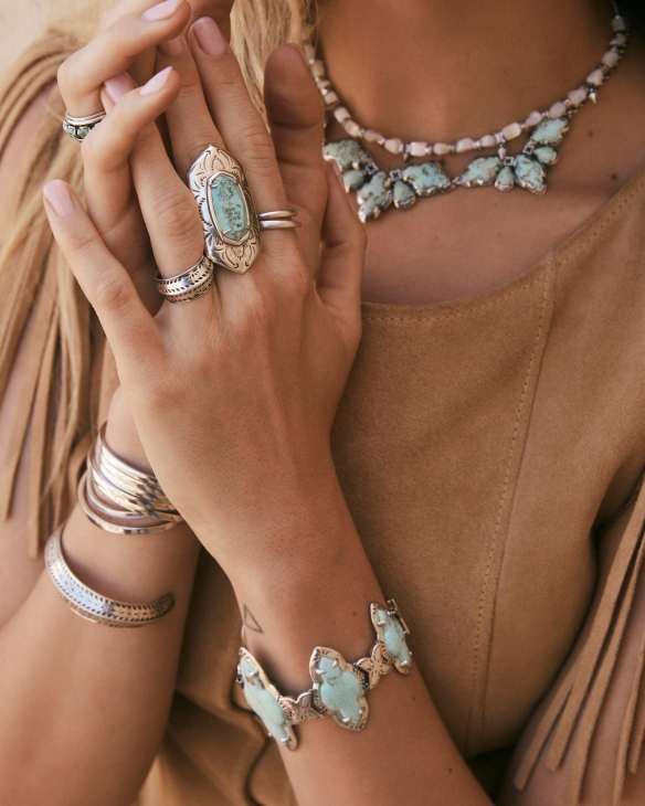 Abbie Vintage Silver Etch Frame Statement Bracelet