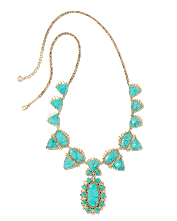 Havana Vintage Gold Statement Necklace in Variegated Turquoise Magnesite