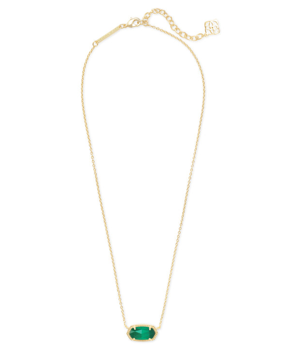 Elisa Gold Pendant Necklace in Emerald Cat’s Eye