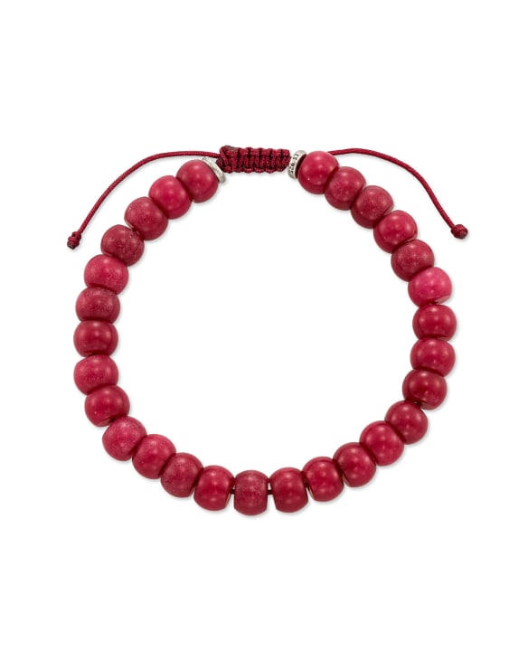 Cade Oxidized Sterling Silver Beaded Bracelet in Maroon Jade