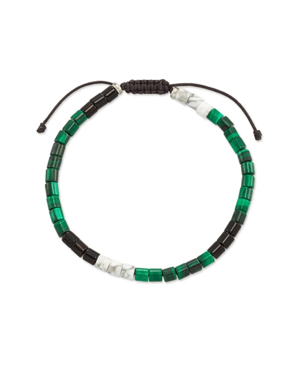 Grey Oxidized Sterling Silver Beaded Bracelet in Verde Mix