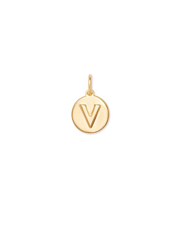 Letter V Coin Charm in 18k Gold Vermeil