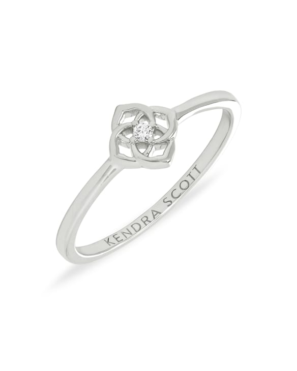 Fleur 14k White Gold Band Ring in White Diamond