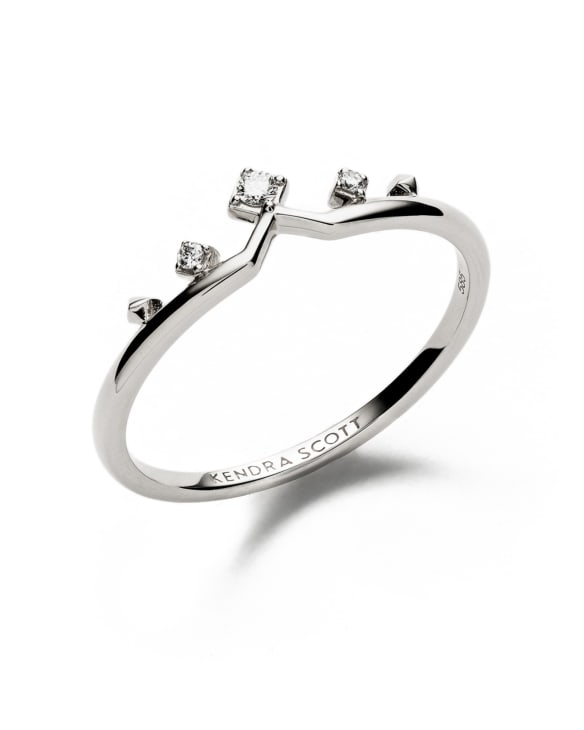 Michelle 14k White Gold Band Ring in White Diamond