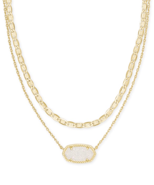 Elisa Gold Multi Strand Necklace in Iridescent Drusy