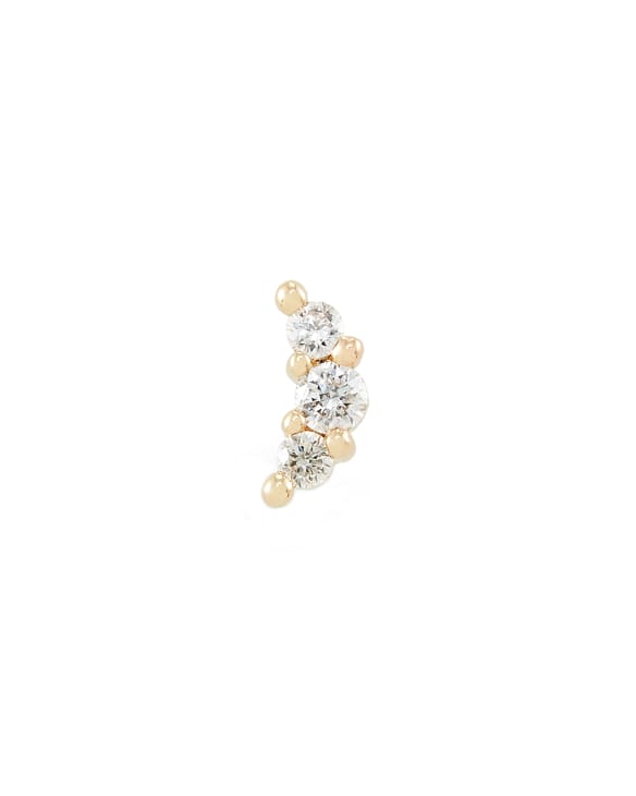 Orion Mini 14k Yellow Gold Single Stud Earring in White Diamond