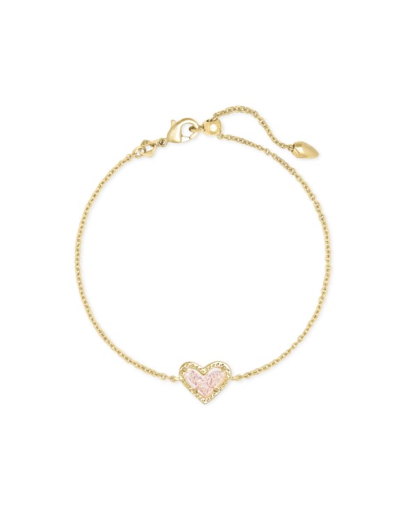 Ari Heart Gold Chain Bracelet in Iridescent Drusy