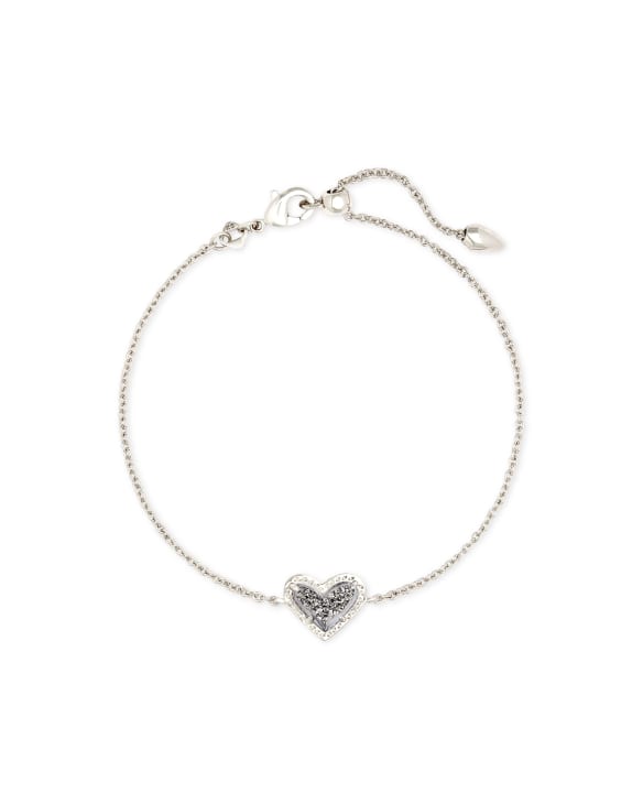 Ari Heart Silver Chain Bracelet in Platinum Drusy