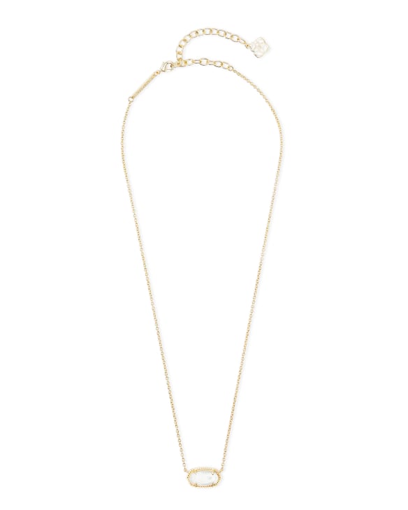 Elisa Gold Extended Length Pendant Necklace in Ivory Mother-of-Pearl