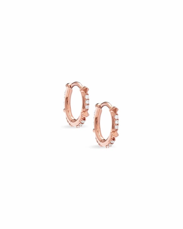Jett 14k Rose Gold Huggie Earrings in White Diamond
