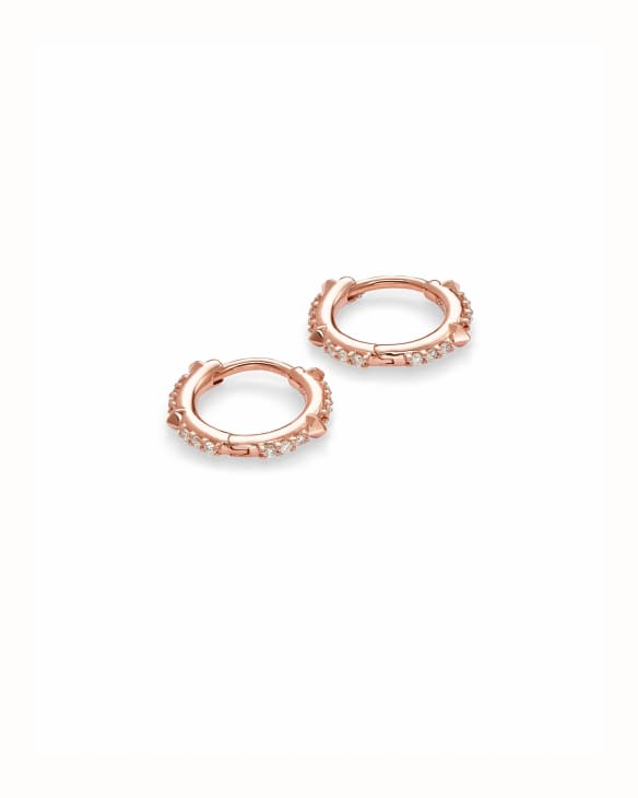Jett 14k Rose Gold Huggie Earrings in White Diamond