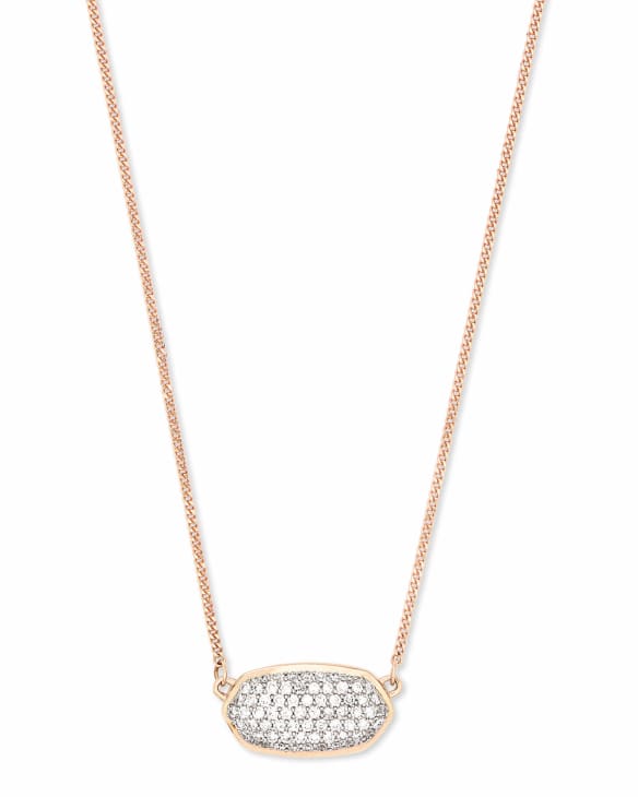 Elisa Pendant Necklace in Pave Diamond and 14k Rose Gold