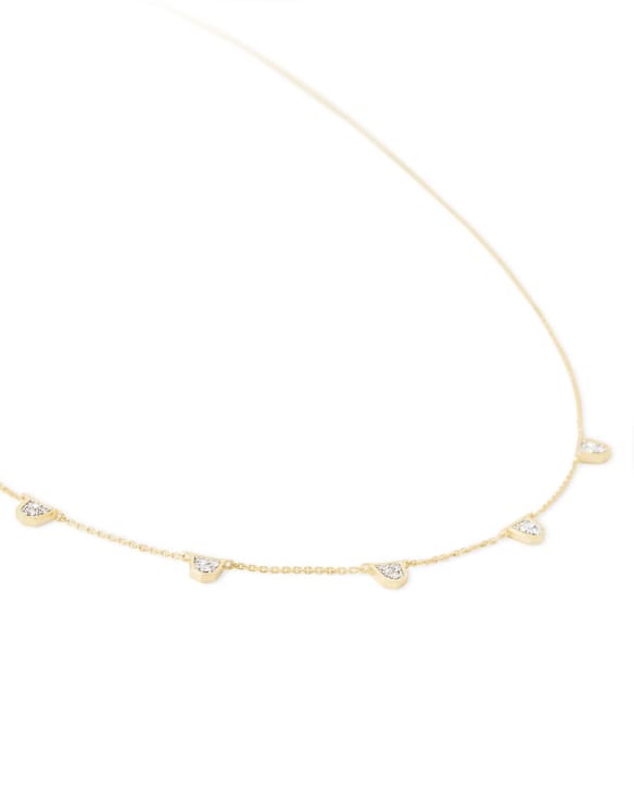 Shannon 14k Yellow Gold Collar Necklace in White Diamond