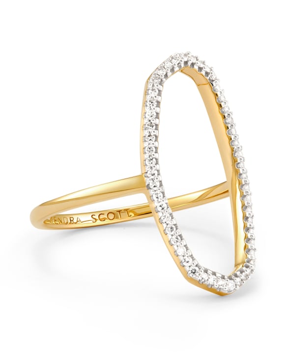 Dani 14k Yellow Gold Open Ring in White Diamond