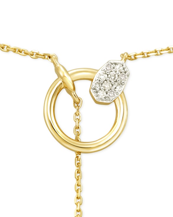 Tegan 14k Yellow Gold Y Necklace in White Diamond