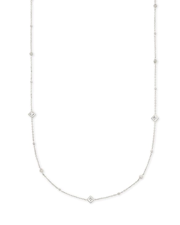 Michelle 14k White Gold Strand Necklace in White Diamond