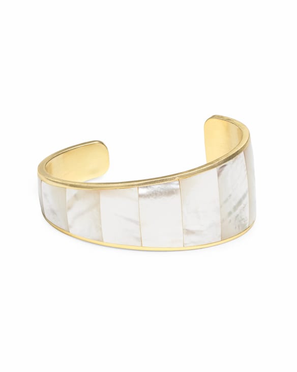 Tenley Gold Shell Cuff Bracelet in Ivory Mother-of-Pearl