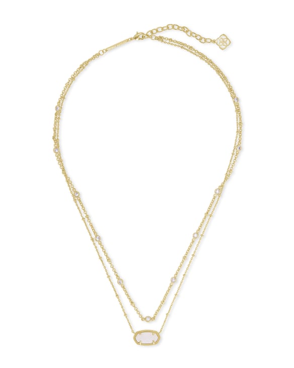 Elisa Gold Multi Strand Necklace in Iridescent Drusy