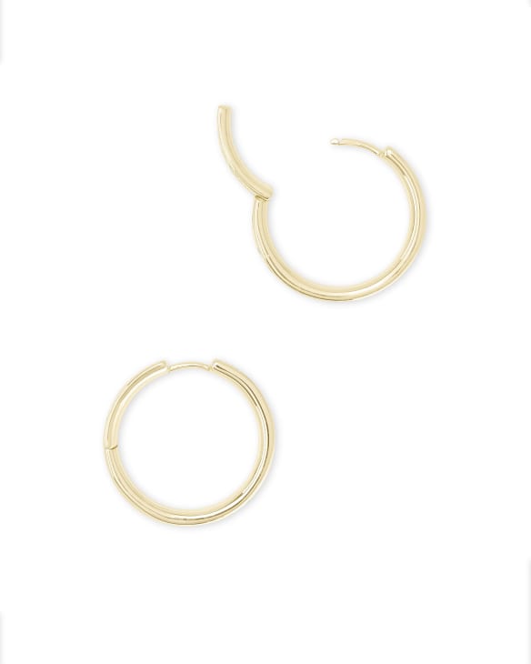 Jack Gold Hoop Earrings in White Crystal