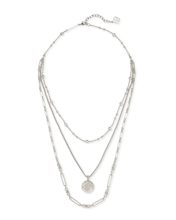 Medallion Coin Multi Strand Necklace in Silver