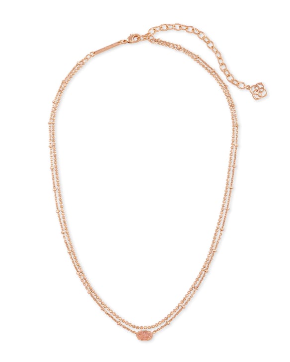 Emilie Rose Gold Multi Strand Necklace in Sand Drusy